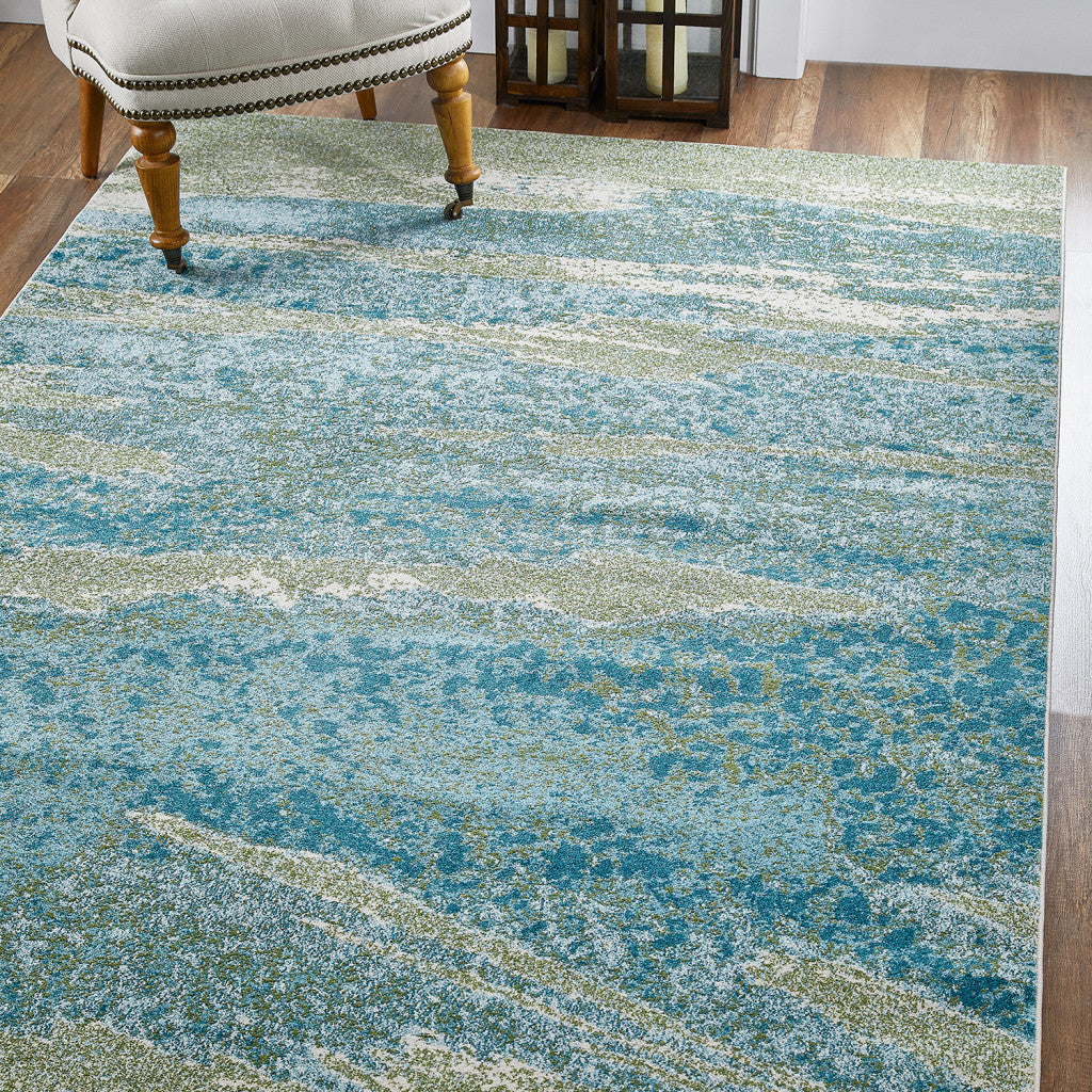 5’ x 8’ Blue Sage Impressionistic Ocean Area Rug