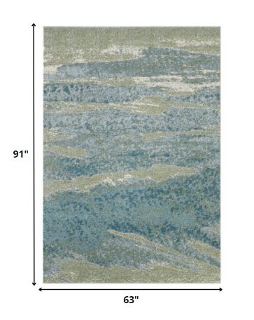 5’ x 8’ Blue Sage Impressionistic Ocean Area Rug