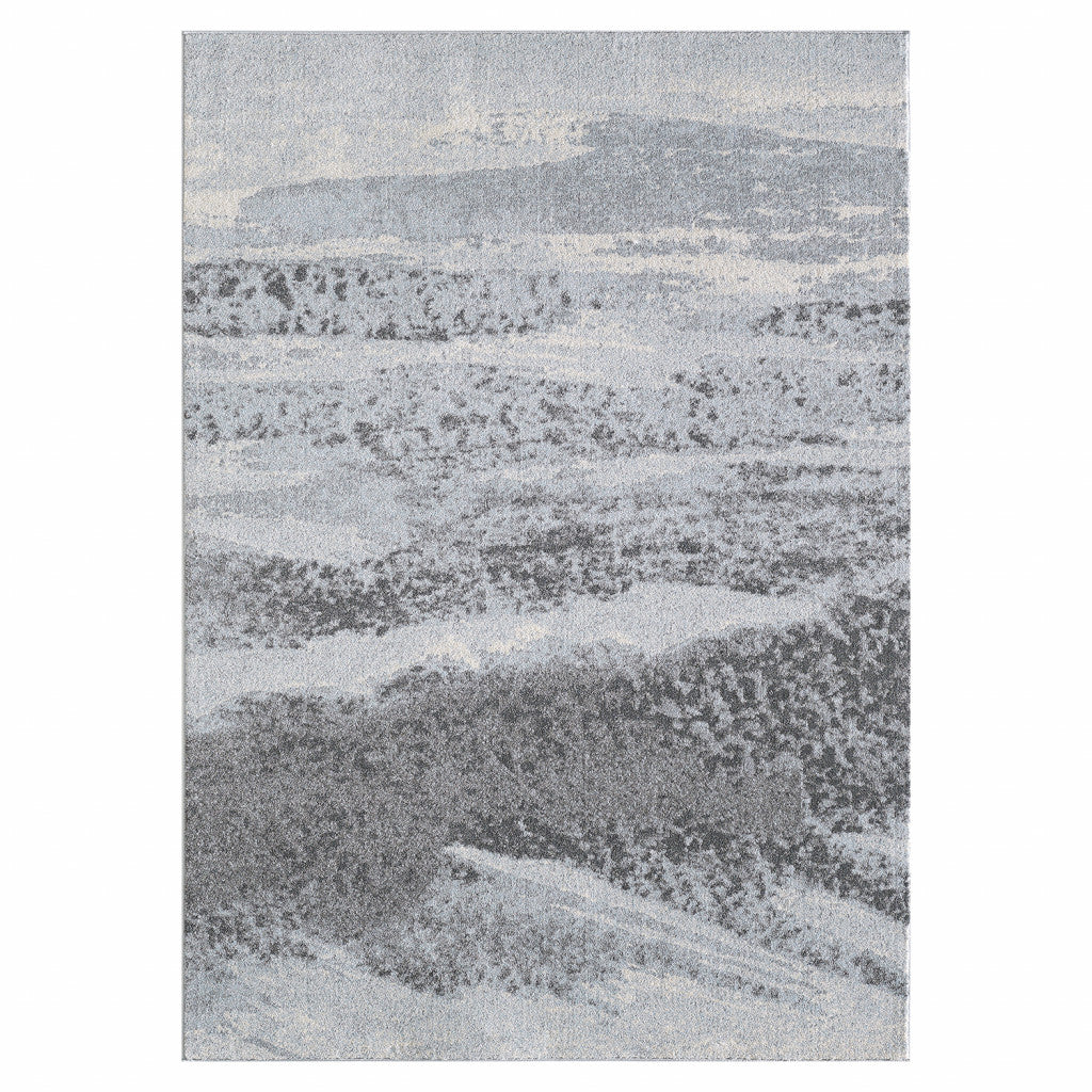 8’ x 11’ Blue Gray Abstract Mist Modern Area Rug