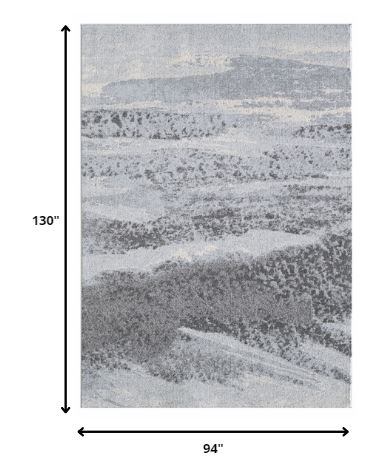 8’ x 11’ Blue Gray Abstract Mist Modern Area Rug