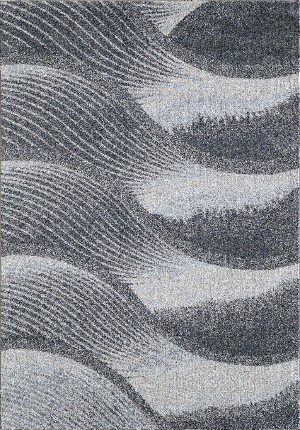 5’ x 8’ Gray Blue Abstract Waves Modern Area Rug