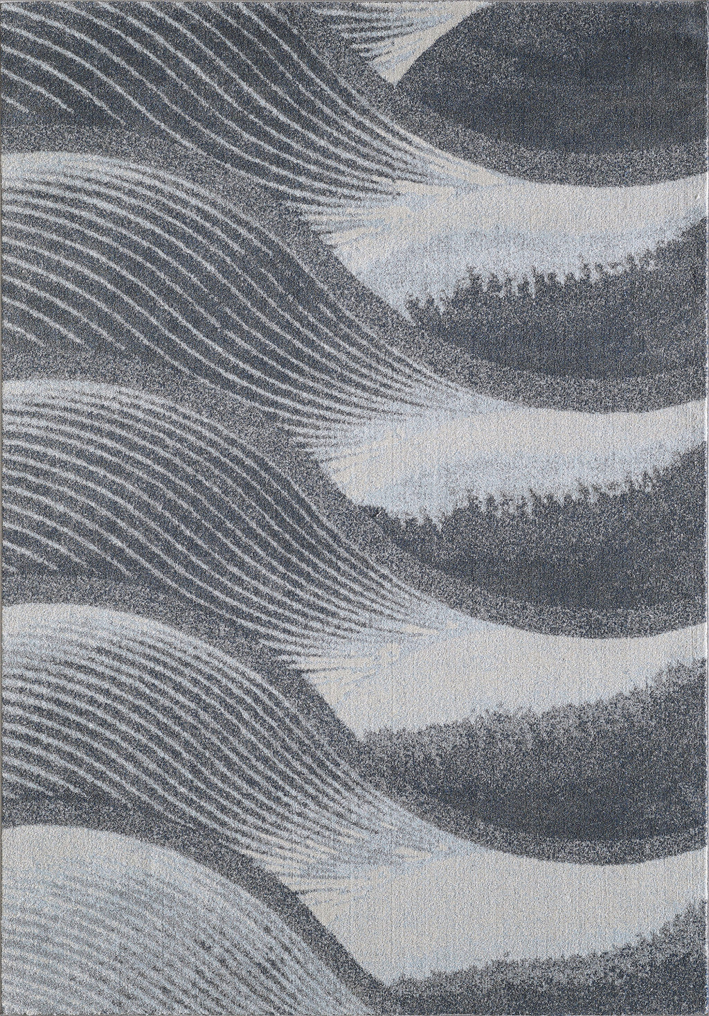 5’ x 8’ Gray Blue Abstract Waves Modern Area Rug