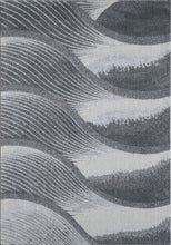 7’ x 10’ Gray Blue Abstract Waves Modern Area Rug