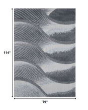 7’ x 10’ Gray Blue Abstract Waves Modern Area Rug