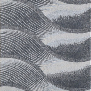 8’ x 11’ Gray Blue Abstract Waves Modern Area Rug