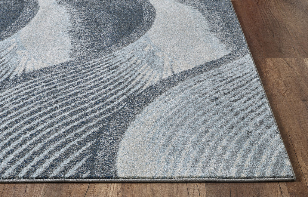 8’ x 11’ Gray Blue Abstract Waves Modern Area Rug