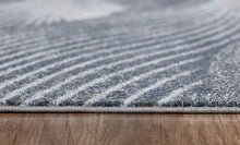 8’ x 11’ Gray Blue Abstract Waves Modern Area Rug