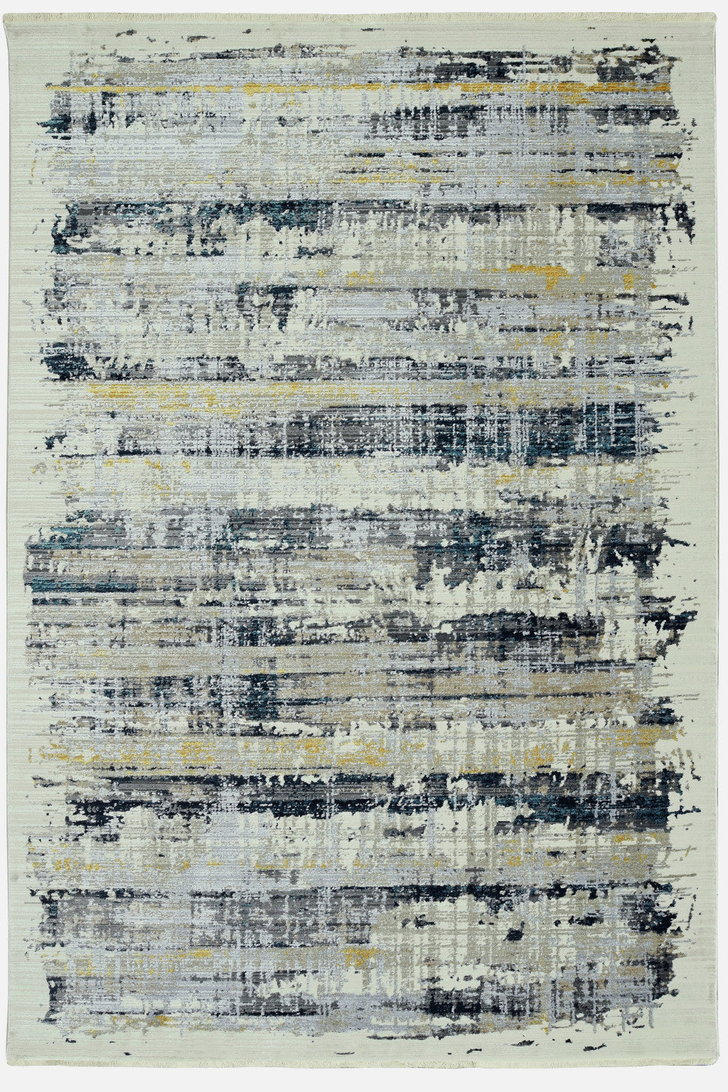 8’ x 11’ Blue White Distressed Traditional Area Rug