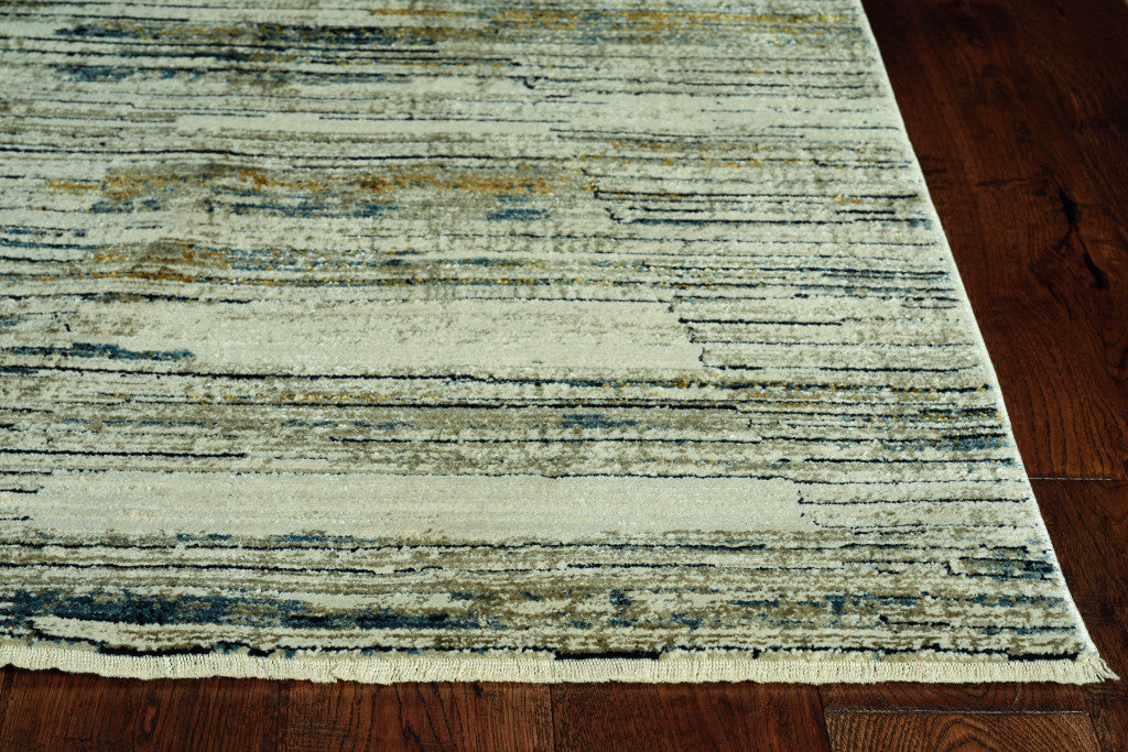 5’ x 8’ Blue Ivory Abstract Striped Area Rug
