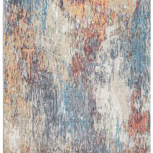 2’ x 7’ Blue Red Abstract Painting Modern Runner Rug