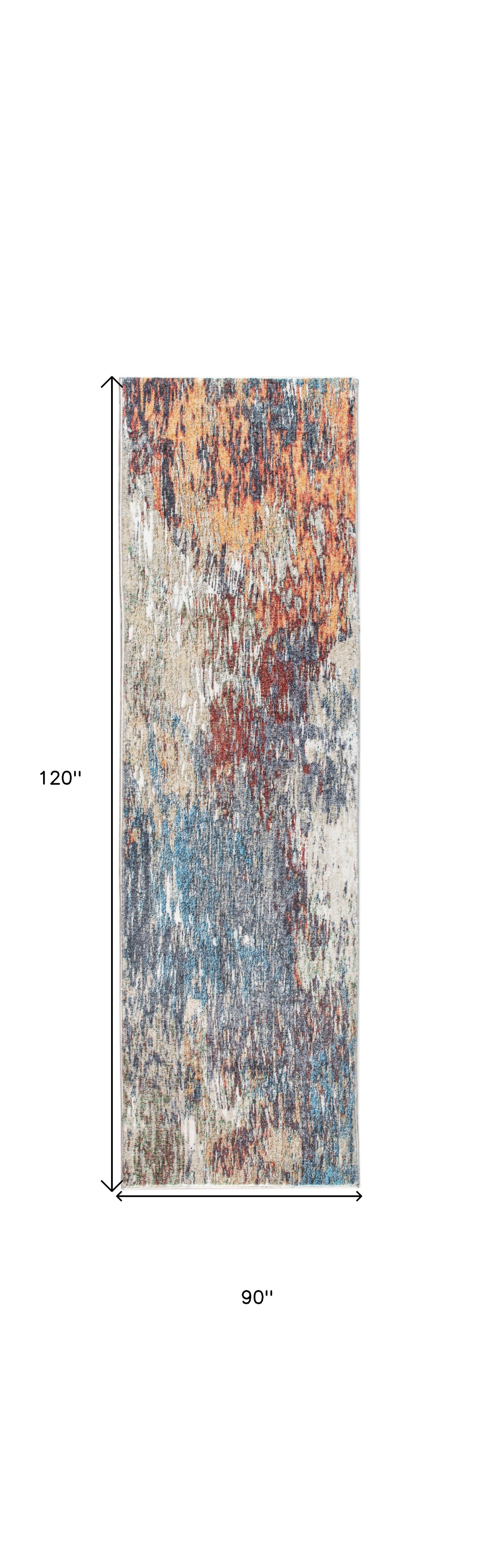 8’ x 10’ Blue Red Abstract Painting Modern Area Rug