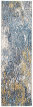 2’ x 7’ Blue Gold Abstract Painting Modern Runner Rug