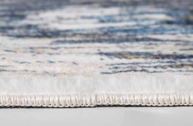 5’ x 8’ Blue Gold Abstract Painting Modern Area Rug