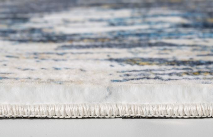 6’ x 9’ Blue Gold Abstract Painting Modern Area Rug