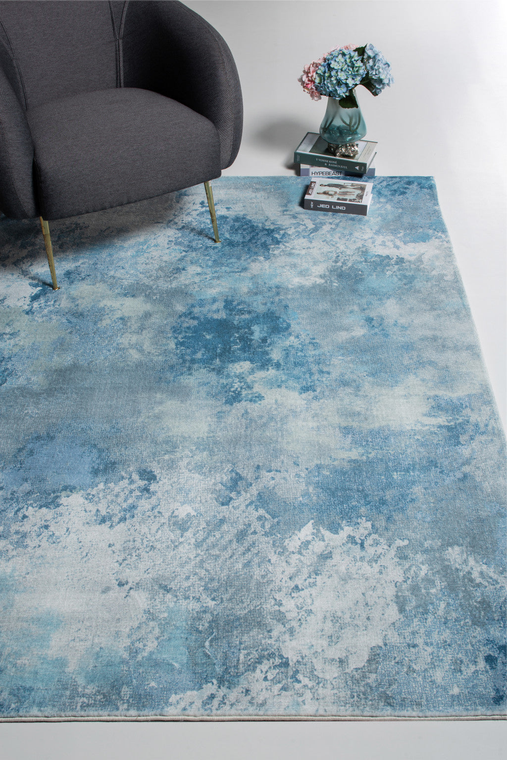 8’ x 10’ Blue White Abstract Sky Area Rug