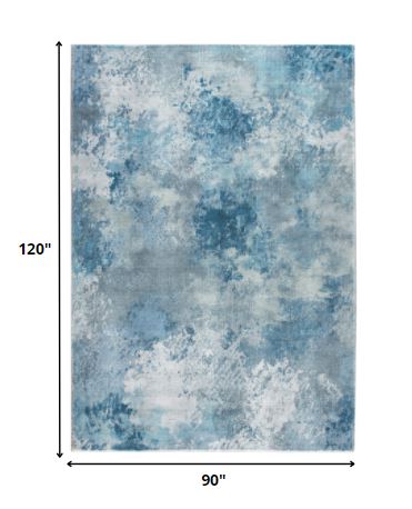 8’ x 10’ Blue White Abstract Sky Area Rug