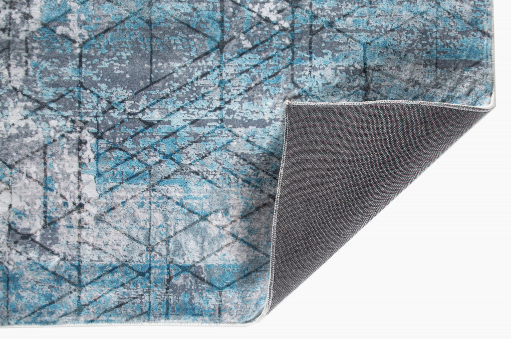 6’ x 9’ Blue Gray Abstract Cuboid Modern Area Rug