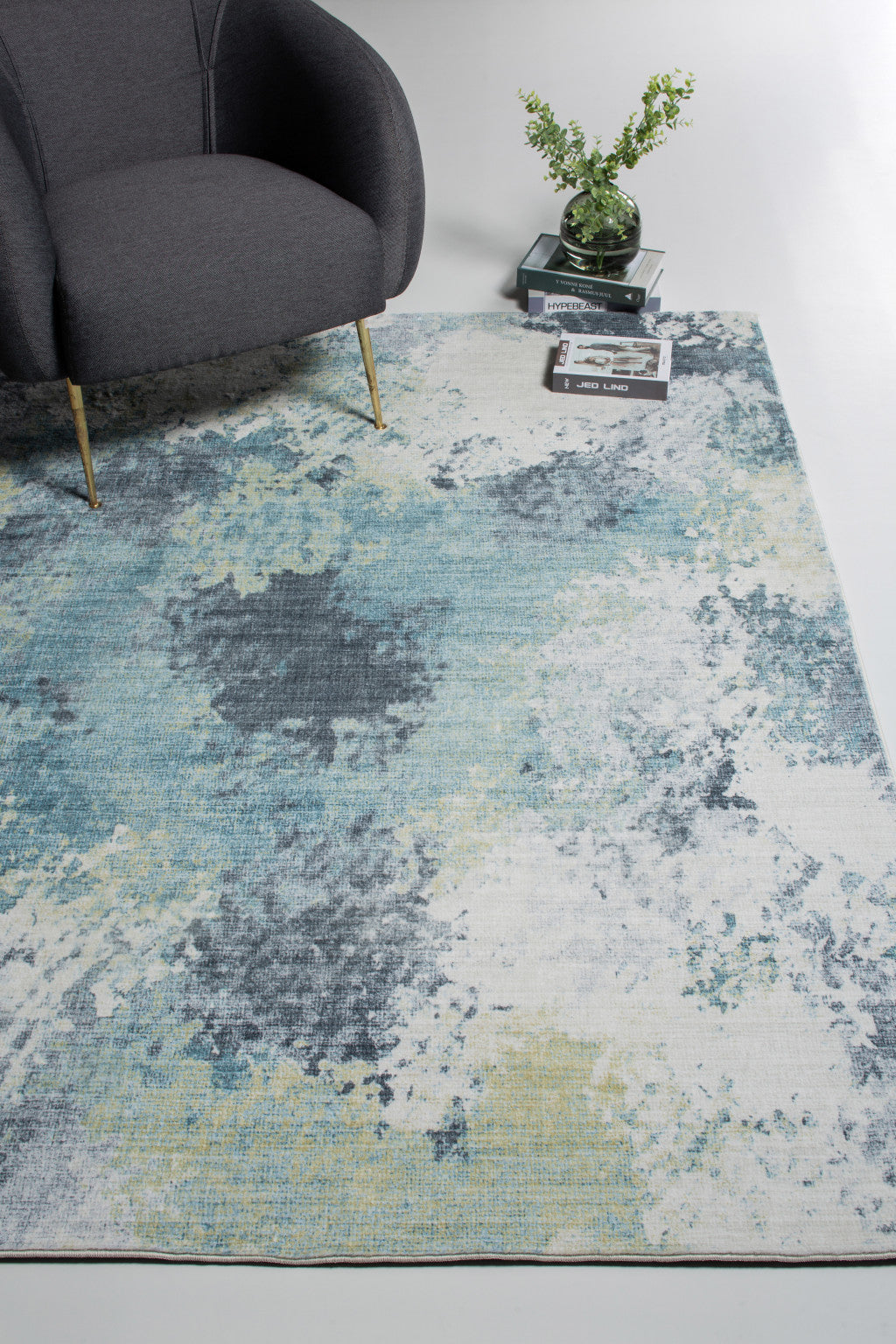 2’ x 7’ Blue Yellow Abstract Sky Runner Rug