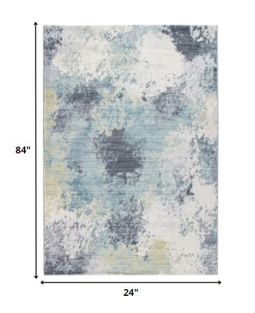 2’ x 7’ Blue Yellow Abstract Sky Runner Rug
