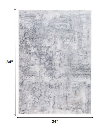 2’ x 7’ Gray Distressed Marble Runner Rug