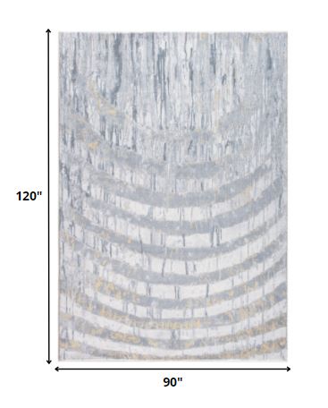 8’ x 10’ Gray Distressed Steps Abstract Area Rug