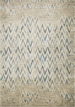 5’ x 8’ Beige Blue Distressed Chevron Area Rug