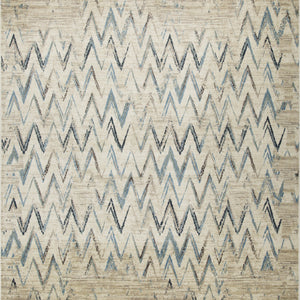 5’ x 8’ Beige Blue Distressed Chevron Area Rug