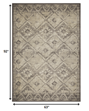 5’ x 8’ Gray Beige Distressed Diamond Area Rug