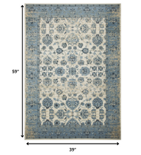 3’ x 5’ Blue Ivory Distressed Oriental Area Rug