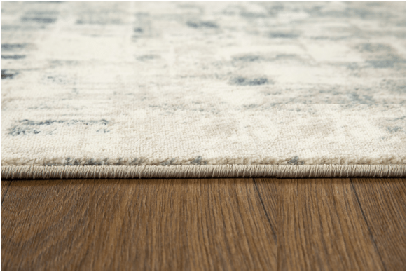 8’ x 11’ Beige Blue Abstract Tiles Distressed Area Rug