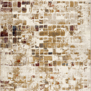 5’ x 8’ Brown Beige Abstract Tiles Distressed Area Rug