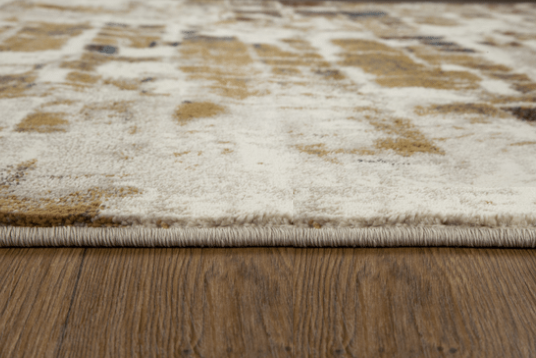 5’ x 8’ Brown Beige Abstract Tiles Distressed Area Rug