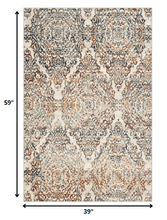 3’ x 5’ Ivory Brown Decorative Diamond Area Rug