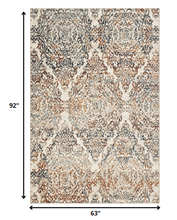 5’ x 8’ Ivory Brown Decorative Diamond Area Rug