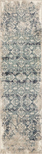 2’ x 8’ Beige Blue Distressed Diamonds Runner Rug