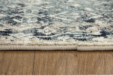 8’ x 11’ Beige Blue Distressed Diamonds Area Rug