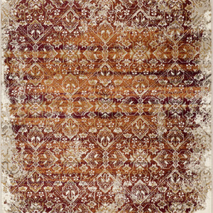 5’ x 8’ Rust Ivory Distressed Diamonds Area Rug