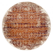 8’ Round Rust Ivory Distressed Diamonds Area Rug