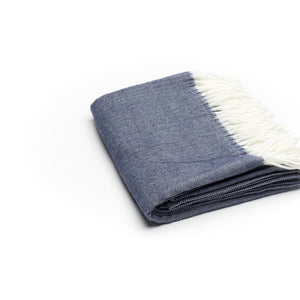 Navy Blue Soft Acrylic Herringbone Throw Blanket