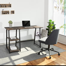 Modern Home Office Computer Table With Storage Shelves Vintage Brown