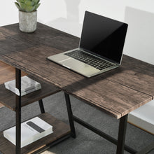 Modern Home Office Computer Table With Storage Shelves Vintage Brown