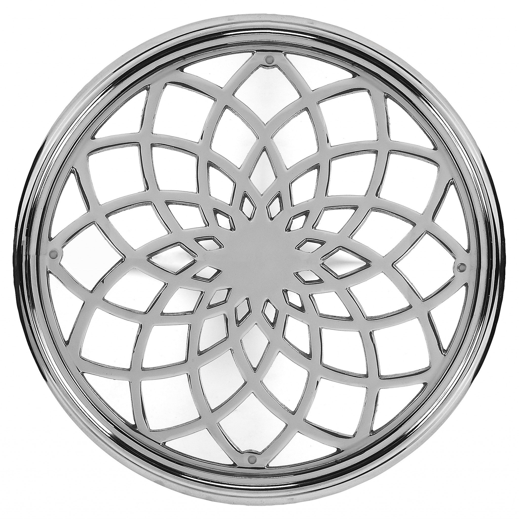 26" Silver Aluminum Open Lattice Round Top End Table