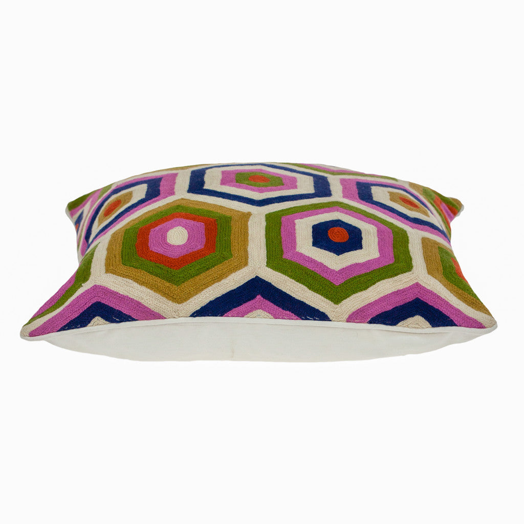 20" X 20" Beige And Pink Zippered 100% Cotton Throw Pillow