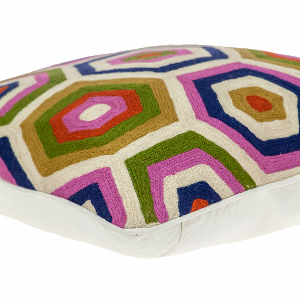 20" X 20" Beige And Pink Zippered 100% Cotton Throw Pillow