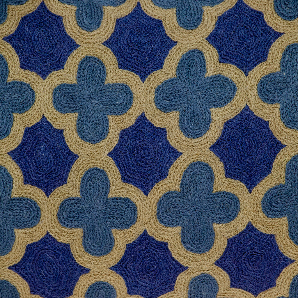 20" X 12" Blue Zippered 100% Cotton Throw Pillow