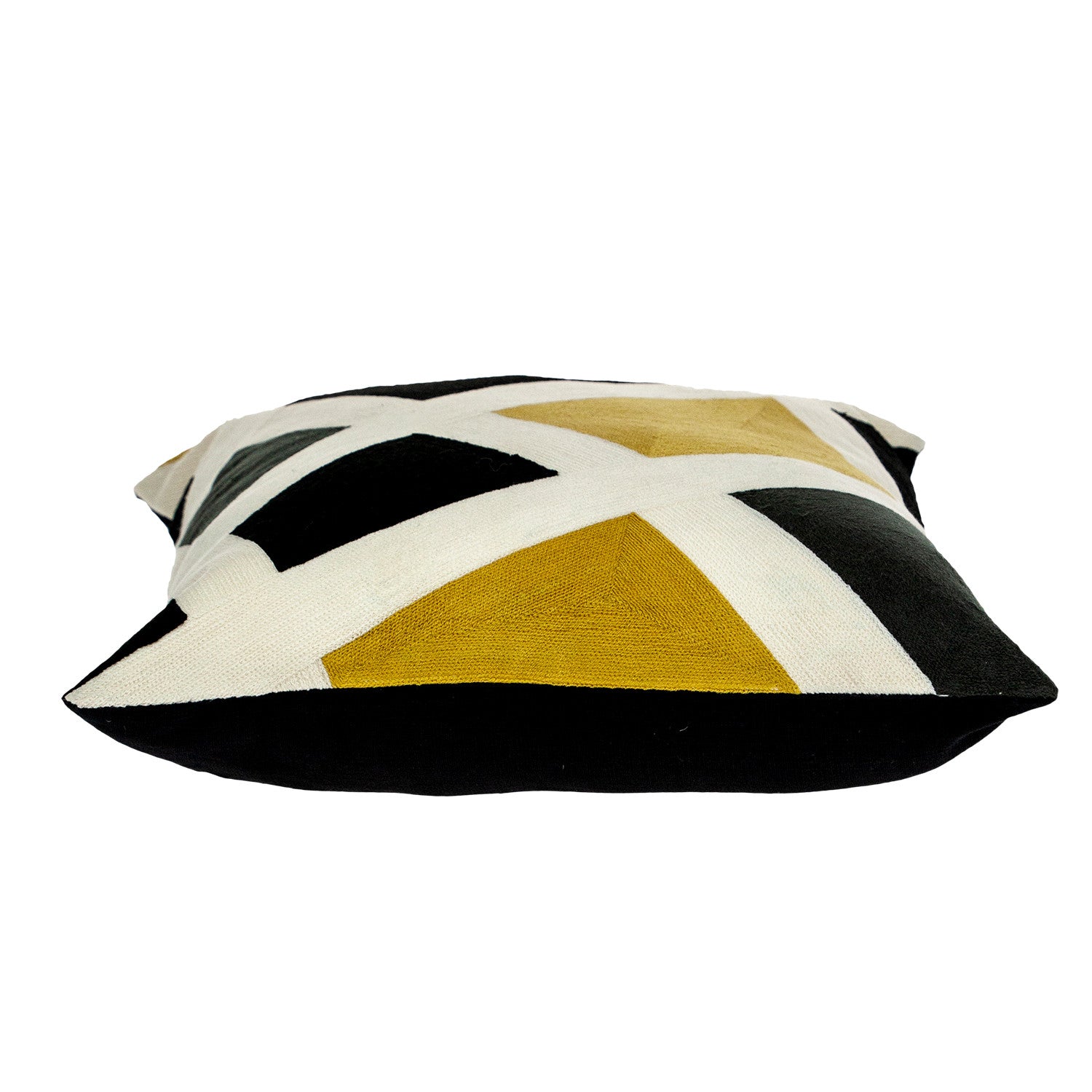 20" X 20" Black And Yellow Zippered 100% Cotton Throw Pillow
