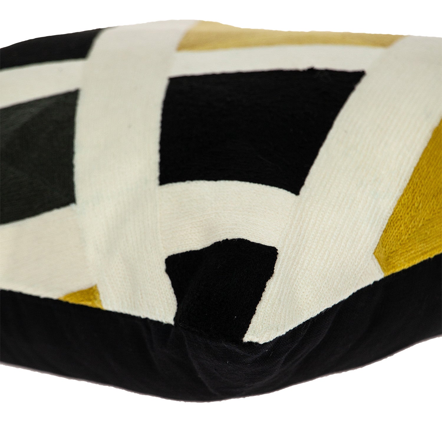 20" X 20" Black And Yellow Zippered 100% Cotton Throw Pillow