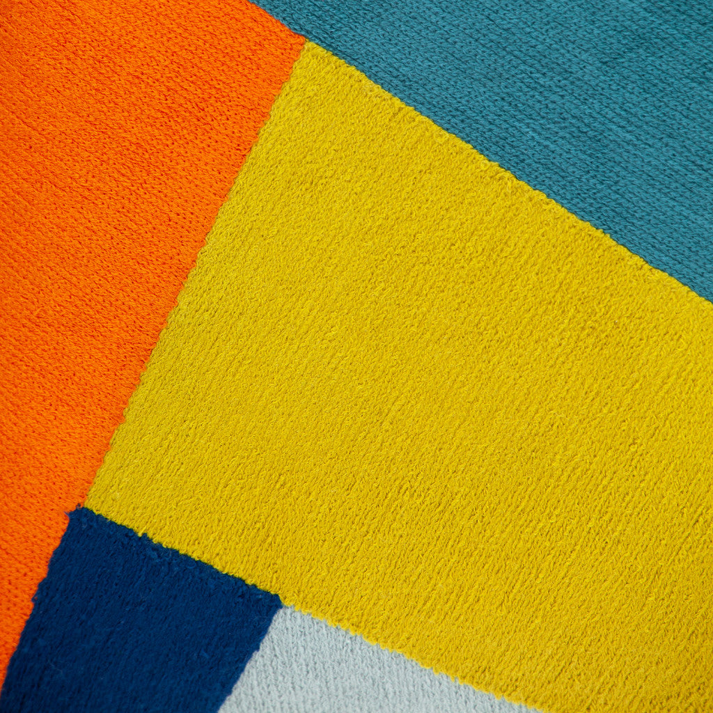 20" X 20" Blue Geometric Zippered 100% Cotton Throw Pillow