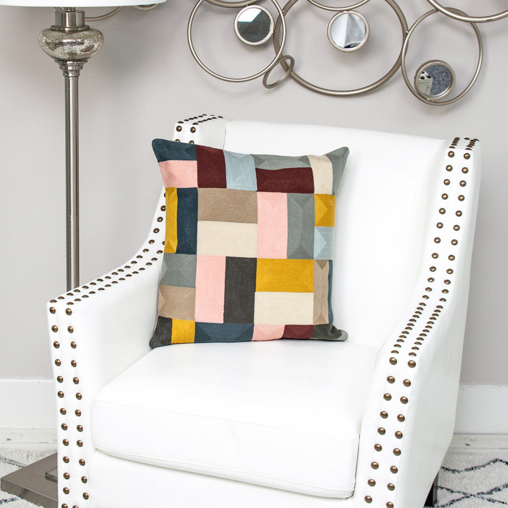 20" X 20" Mustard Yellow And Black Zippered 100% Cotton Throw Pillow