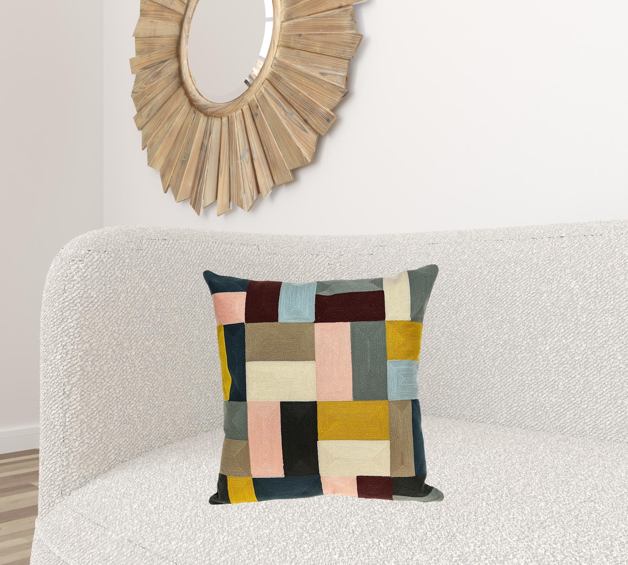 20" X 20" Mustard Yellow And Black Zippered 100% Cotton Throw Pillow